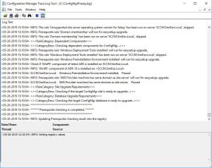 SCCM 1902 Upgrade PreReqLog