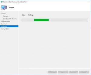 SCCM 1902 Upgrade Running