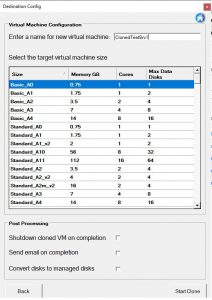 Clone Azure VM Sizing