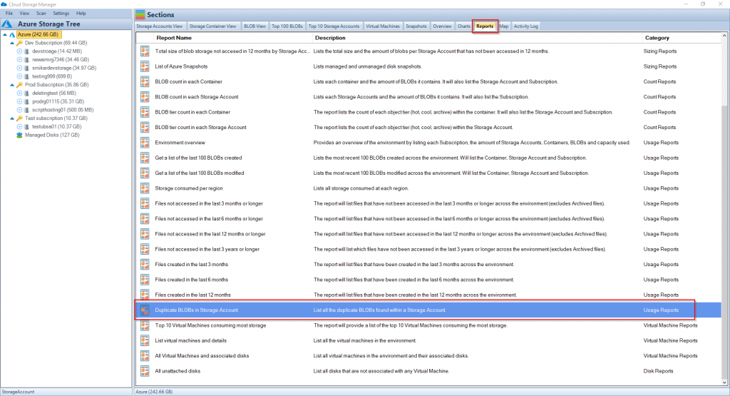 Azure Blob Duplicates Report