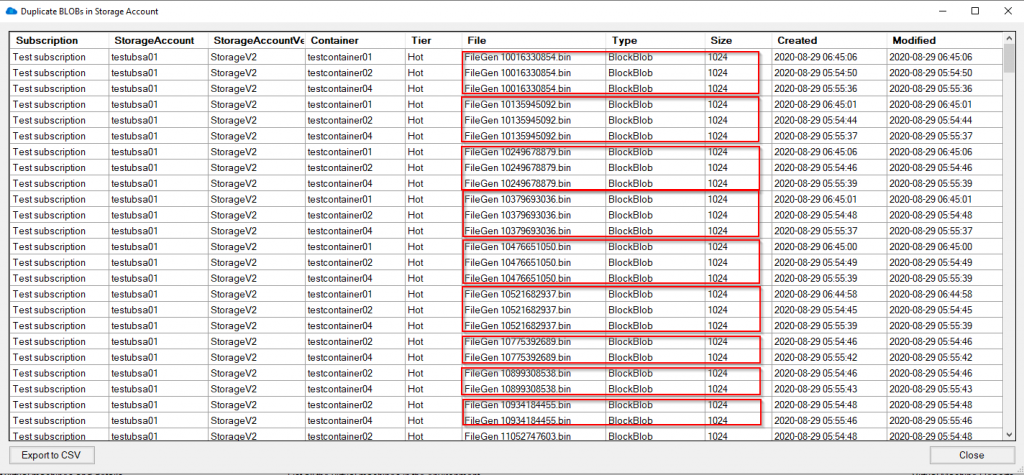Find Azure Blob Duplicates