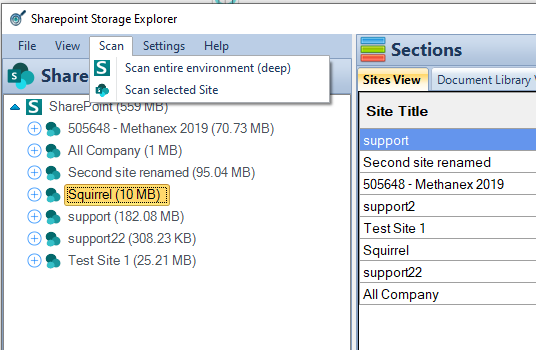 SharePoint Storage Explorer Scanning