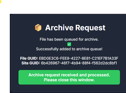 Archive Request Complete